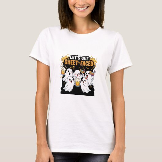 シート状の幽霊ハロウィンをおもしろい目指そう Tシャツ (正面)