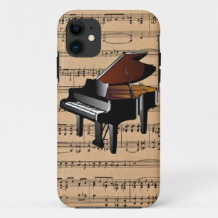 シート音楽の背景で〜をピアノにする iPhone 11 ケース