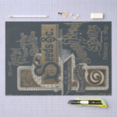 シードカタログタイポグラフィデカップネイビーブルー金ゴールド 薄葉紙 (クラフト)