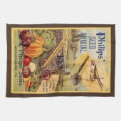 シードパケットカタログ野菜ファームブラウンヴィンテージ キッチンタオル (横)