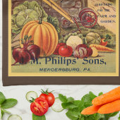 シードパケットカタログ野菜ファームブラウンヴィンテージ キッチンタオル