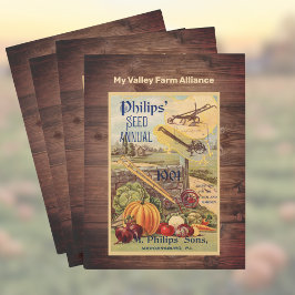シードパケットファームカタログとウッドフェイクヴィンテージ ポケットフォルダー