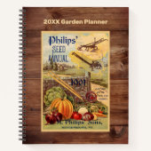 シードパケットファームカタログヴィンテージアートフェイクw Wood ノートブック (正面)