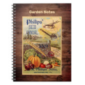 シードパケットファームカタログヴィンテージアートフェイクw Wood ノートブック (正面)