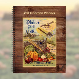 シードパケットファームカタログヴィンテージアートフェイクw Wood ノートブック