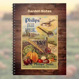 シードパケットファームカタログヴィンテージアートフェイクw Wood ノートブック