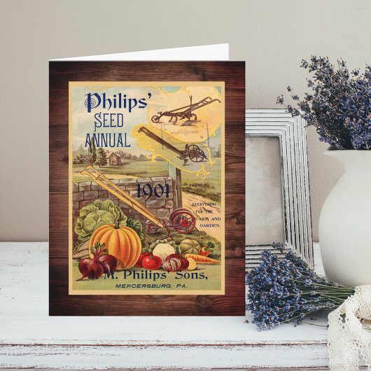 シードパケットファームカタログヴィンテージアート折り畳み ノートカード
