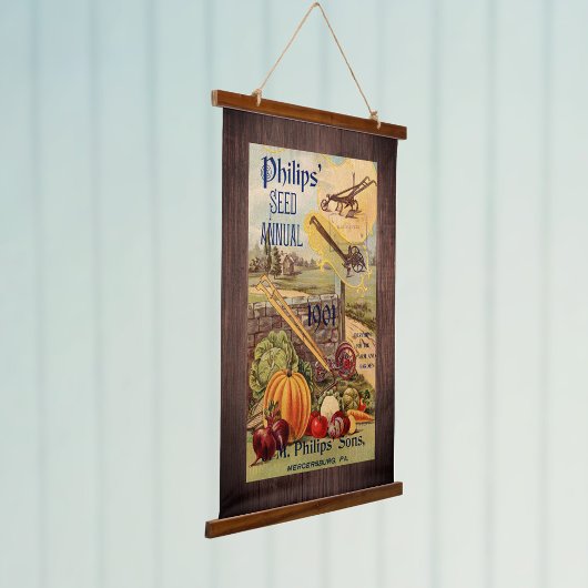 シードパケットファームカタログ収穫ヴィンテージ野菜 吊り下げ型タペストリー