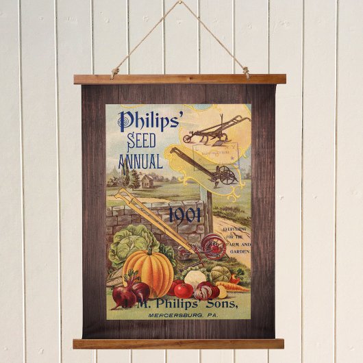 シードパケットファームカタログ収穫ヴィンテージ野菜 吊り下げ型タペストリー