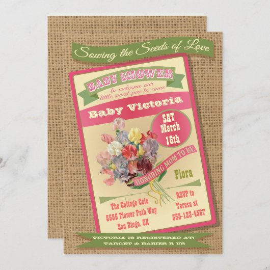 シードパケットベビーシャワー招待状 招待状 (正面/裏面)