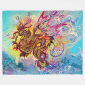 シードラゴンアクアブルーファンタジー フリースブランケット (正面(横))