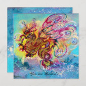 シードラゴンブルーバイオレットパープルブラックイエロー 招待状 (正面/裏面)