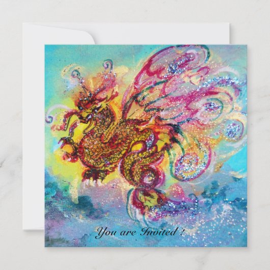 シードラゴンブルーバイオレットパープルブラックイエロー 招待状 (正面)
