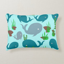 シードリームユニークターコイズクジラ海をテーマ アクセントクッション