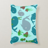 シードリームユニークターコイズクジラ海をテーマ アクセントクッション (正面(垂直))