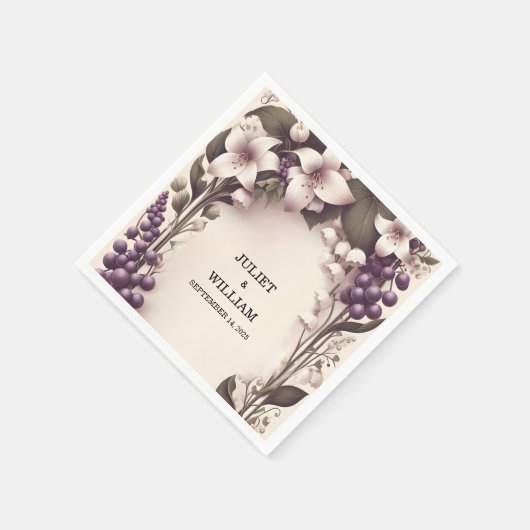 シードルーラルファームウッドフルーツアイビーヴィンヤード結婚ズ スタンダードカクテルナプキン (角)