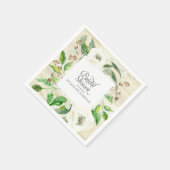 シード済ユーカリプトゥスリーフリースBOHOワイルドバラウッド スタンダードカクテルナプキン (角)