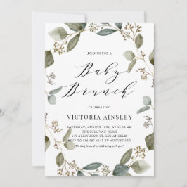 シード済ユーカリリースベビーシャワーブランチ 招待状