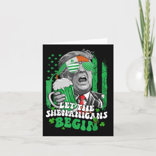 シーナニガンがトランプおもしろいSt patricksを始める カード (正面)