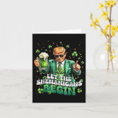 シーナニガンがトランプおもしろいSt patricksを始める カード (黄色い花)