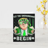 シーナニガンがトランプおもしろいSt patricksを始める カード (黄色い花)