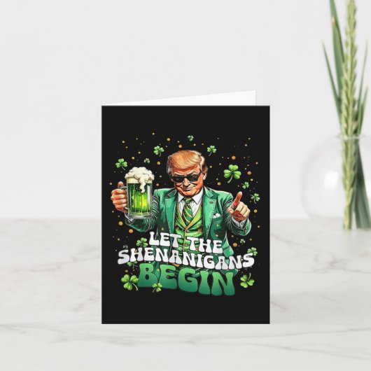 シーナニガンがトランプおもしろいSt patricksを始める カード (正面)