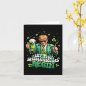 シーナニガンがトランプおもしろいSt patricksを始める カード (黄色い花)