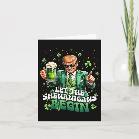 シーナニガンがトランプおもしろいSt patricksを始める カード (正面)