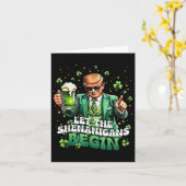 シーナニガンがトランプおもしろいSt patricksを始める カード (黄色い花)