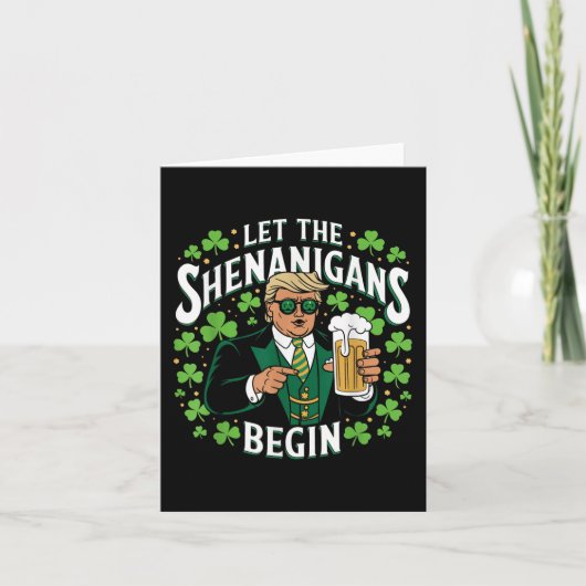 シーナニガンがトランプおもしろいSt patricksを始める カード (正面)