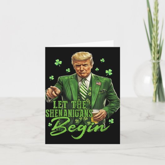 シーナニガンがトランプおもしろいSt patricksを始める カード (正面)