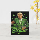 シーナニガンがトランプおもしろいSt patricksを始める カード (黄色い花)