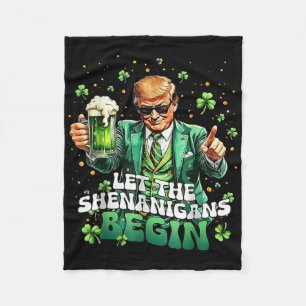 シーナニガンがトランプおもしろいSt patricksを始める フリースブランケット