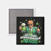 シーナニガンがトランプおもしろいSt patricksを始める マグネット (正面/裏面)