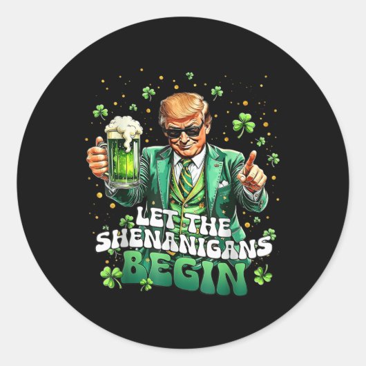 シーナニガンがトランプおもしろいSt patricksを始める ラウンドシール (正面)