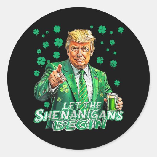 シーナニガンがトランプおもしろいSt patricksを始める ラウンドシール (正面)