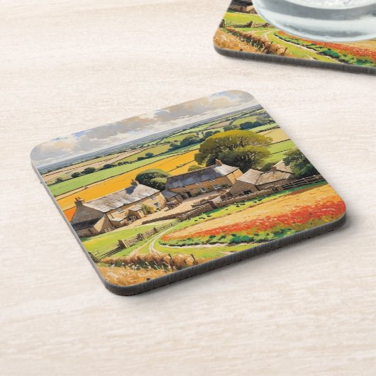 シーナリーカントリーファームランドスケープ図解入りの、写真付きの コースター (左側)