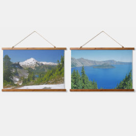 シーニックカスケードマウンテンズ山ベイカークレーターレイク 吊り下げ型タペストリー