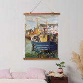 シーニックグリーンアイランドコマーシャル魚釣りボート 吊り下げ型タペストリー (寝室)