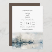 シーニックコースタルミスティハーバーモーニングビーチ結婚式 招待状 (正面/裏面)