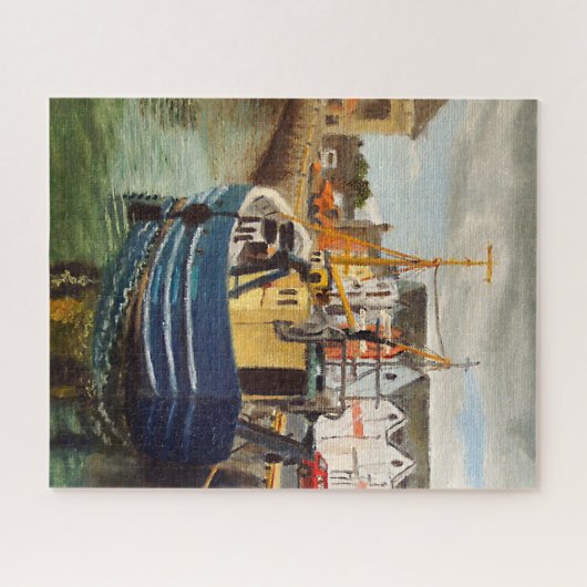 シーニックゴールウェイシティアイルランド魚釣りボート ジグソーパズル (横)