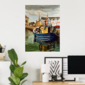 シーニックゴールウェイシティアイルランド魚釣りボート ポスター (ホームオフィス)