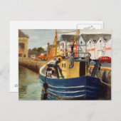 シーニックゴールウェイシティアイルランド魚釣りボート ポストカード (正面/裏面)