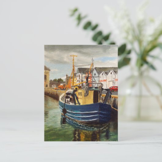 シーニックゴールウェイシティアイルランド魚釣りボート ポストカード (スタンド正面)