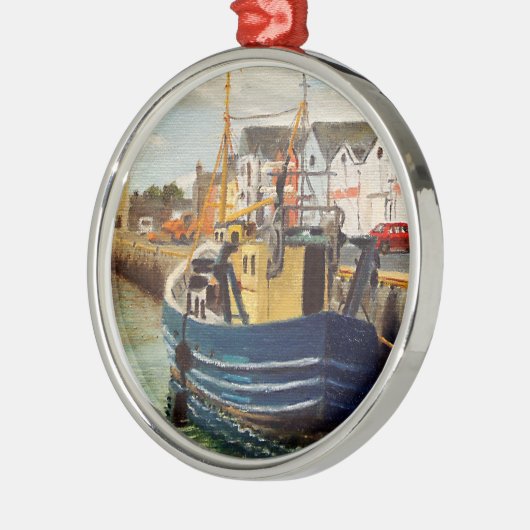 シーニックゴールウェイシティアイルランド魚釣りボート メタルオーナメント (左)