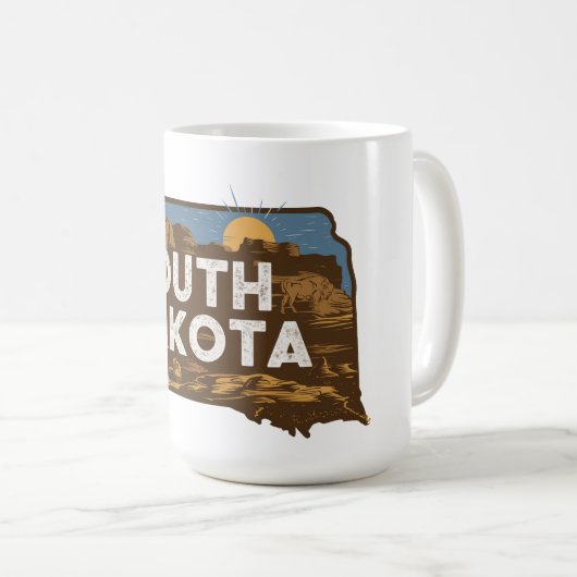 シーニックサウスダコタレトロシルエット コーヒーマグカップ (正面右)