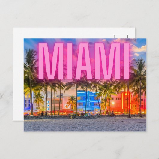 シーニックネオンマイアミウォーターフロント ポストカード (正面/裏面)