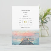 シーニックパステルドーン魚釣りピアアートビーチ結婚式 招待状 (スタンド正面)