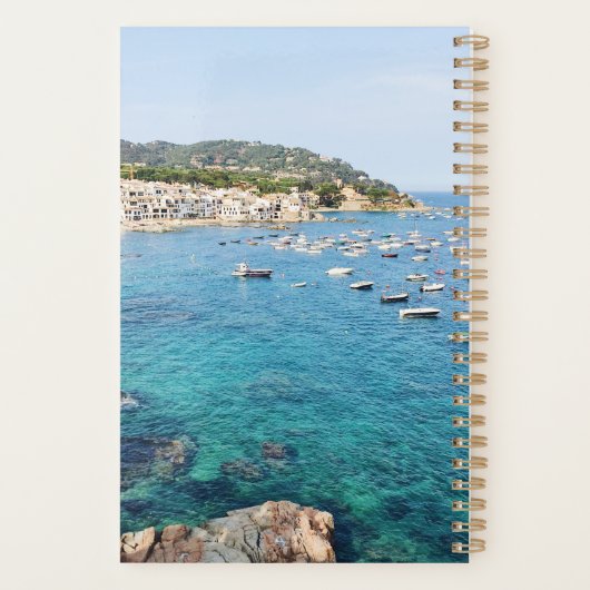 シーニックブルー海スペイントラベルフォト名前をカスタムする プランナー手帳 (裏面)