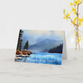 シーニックマウンテンレイクデジタルアート誕生日 カード (黄色い花)